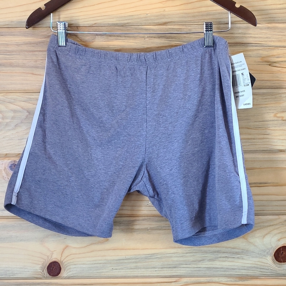 Vintage Kathy Ireland Ladies Grey & White Athletic Bike Shorts XL NWT